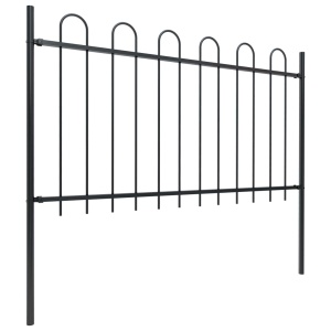 Gard de grădină cu vârf curbat, negru, 13,6 x 1 m, oțel - Img 2