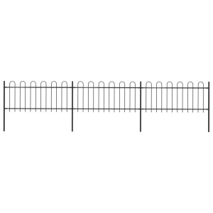 Gard de grădină cu vârf curbat, negru, 5,1 x 0,8 m, oțel
