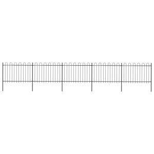 Gard de grădină cu vârf curbat, negru, 8,5 x 1,2 m, oțel