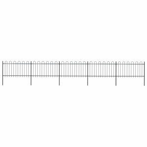 Gard de grădină cu vârf curbat, negru, 8,5 x 1 m, oțel