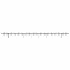 Gard de grădină cu vârf suliță, negru, (0,5-0,75)x15,3 m oțel
