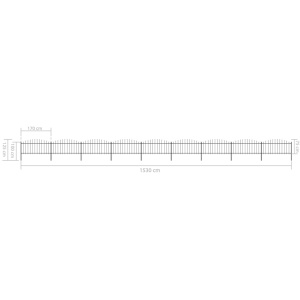Gard de grădină cu vârf suliță, negru, (0,5-0,75)x15,3 m oțel - Img 5