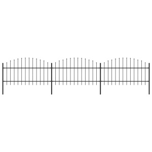 Gard de grădină cu vârf suliță, negru, (1-1,25) x 5,1 m, oțel