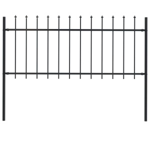 Gard de grădină cu vârf suliță, negru, 1,7 x 0,8 m, oțel