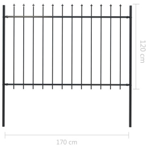Gard de grădină cu vârf suliță, negru, 1,7 x 1,2 m, oțel - Img 5