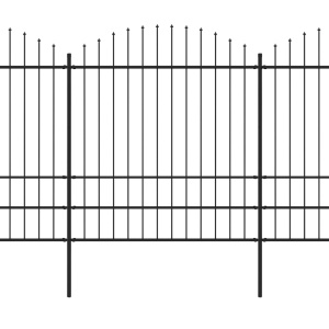 Gard de grădină cu vârf suliță, negru, (1,75-2) x 5,1 m oțel - Img 2