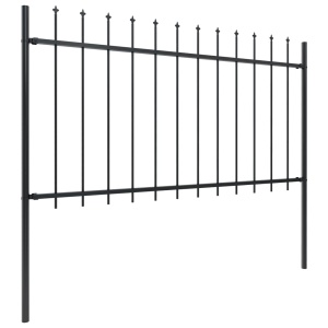 Gard de grădină cu vârf suliță, negru, 13,6 x 1 m, oțel - Img 2