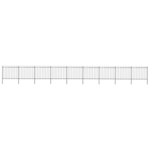 Gard de grădină cu vârf suliță, negru, 15,3 x 1,5 m, oțel