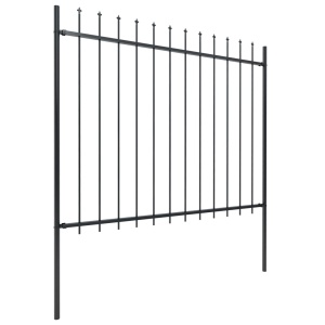Gard de grădină cu vârf suliță, negru, 3,4 x 1,5 m, oțel - Img 2