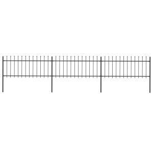 Gard de grădină cu vârf suliță, negru, 5,1 x 0,8 m, oțel