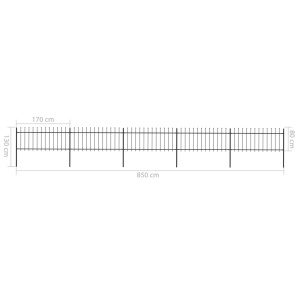Gard de grădină cu vârf suliță, negru, 8,5 x 0,8 m, oțel - Img 5