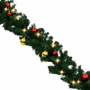 Ghirlandă de Crăciun decorată cu globuri și becuri LED, 10 m - Img 5