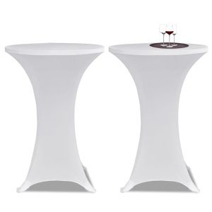 Husă de masă cu picior Ø70 cm, 4 buc., alb, elastic - Img 2