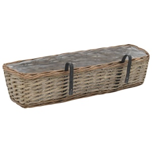 Jardinieră de balcon, 2 buc., 60 cm, răchită cu căptușeală PE - Img 4