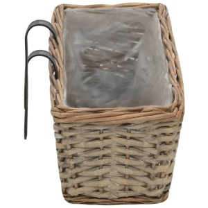 Jardinieră de balcon, 2 buc., 60 cm, răchită cu căptușeală PE - Img 6
