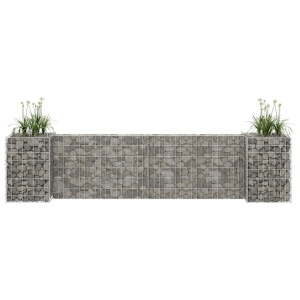 Jardinieră gabion in formă de H, sârmă oțel, 260 x 40 x 60 cm