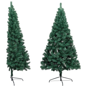 Jumătate pom Crăciun artificial cu suport, verde, 150 cm, PVC - Img 2