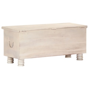 Ladă de depozitare, alb, 110x40x45 cm, lemn masiv de acacia - Img 8