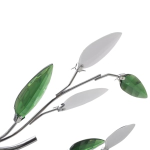 Lampă plafon cu frunze din cristal acrilic, alb cu verde, 5 becuri E14 - Img 3