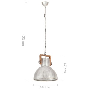 Lampă suspendată industrială 25 W, argintiu, 40 cm, E27, rotund - Img 10