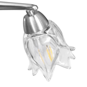 Lustră, abajururi de sticlă transparentă, 3 becuri E14, lalea - Img 5