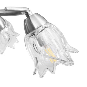 Lustră, abajururi din sticlă transparentă, 5 becuri E14, lalea - Img 6