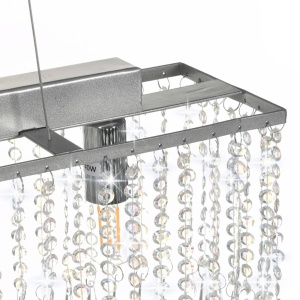 Lustră cu mărgele de cristal, argintiu, 104 cm, E14 - Img 6