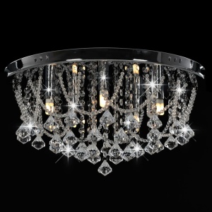Lustră cu mărgele de cristal, argintiu, rotund, 4 becuri x G9 - Img 3