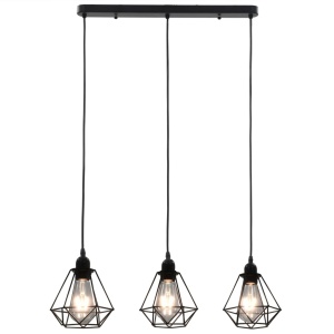 Lustră, design diamant, negru, 3 becuri x E27 - Img 2