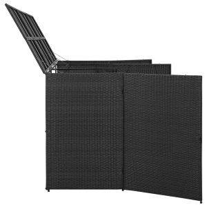Magazie de pubele triplă, negru, 229 x 78 x 120 cm, poliratan - Img 6