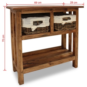 Masă consolă, lemn masiv reciclat, 69 x 28 x 70 cm - Img 6