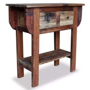Masă consolă, lemn reciclat de esență tare, 80x35x80 cm