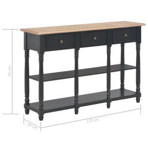 Masă consolă, negru, 120 x 30 x 76 cm, MDF - Img 9