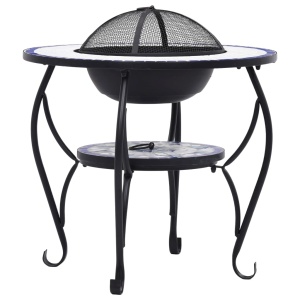 Masă cu vatră de foc, mozaic, albastru și alb, 68 cm, ceramică - Img 5