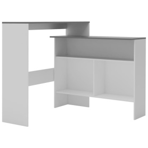 Masă de bar cu 2 blaturi, alb și gri, 130x40x120 cm - Img 2