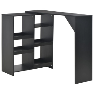 Masă de bar cu raft mobil, negru, 138x40x120 cm