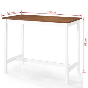 Masă de bar din lemn masiv, 108 x 60 x 91 cm - Img 5