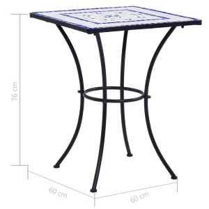Masă de bistro mozaic, albastru și alb, 60 cm, ceramică - Img 7