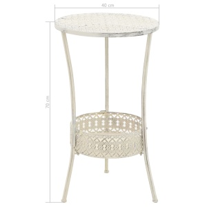 Masă de bistro stil vintage, metal, rotund, 40 x 70 cm, alb - Img 5