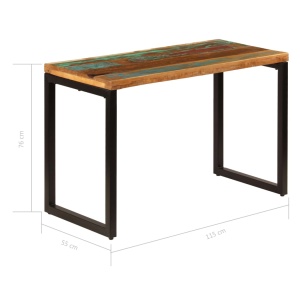 Masă de bucătărie, 115x55x76 cm, lemn masiv reciclat și oțel - Img 12