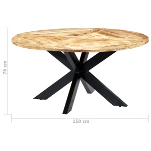 Masă de bucătărie, 150x76 cm, lemn masiv de mango, rotund - Img 12