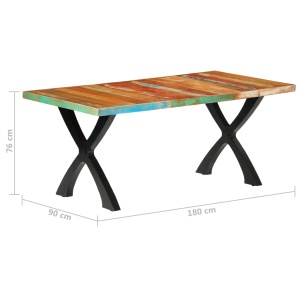 Masă de bucătărie, 180 x 90 x 76 cm, lemn masiv reciclat - Img 9