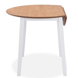 Masă de bucătărie extensibilă, rotund, MDF, alb - Img 4
