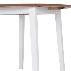 Masă de bucătărie extensibilă, rotund, MDF, alb - Img 6