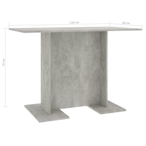 Masă de bucătărie, gri beton, 110 x 60 x 75 cm, PAL - Img 5