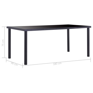 Masă de bucătărie, negru, 180 x 90 x 75 cm, sticlă securizată - Img 5