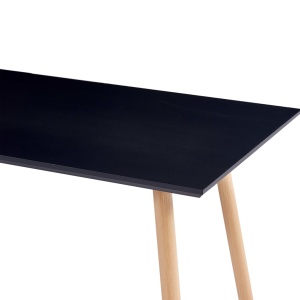 Masă de bucătărie, negru și stejar, 120x60x74 cm, MDF - Img 4
