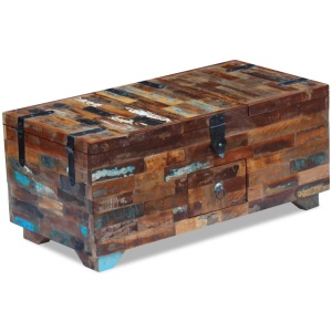 Masă de cafea tip cufăr, lemn solid reciclat, 80 x 40 x 35 cm
