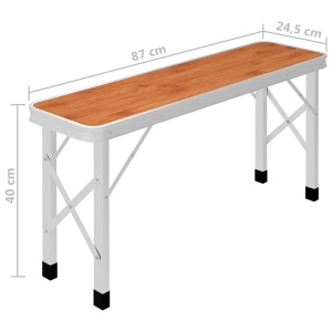 Masă de camping pliabilă cu 2 bănci, maro, aluminiu - Img 7