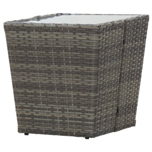 Masă de ceai gri 41,5x41,5x43 cm poliratan sticlă securizată - Img 4